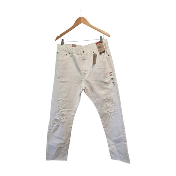 LEVI'S 501 Original Distressed Straight Leg Jeans  32X30 White - Picture 1 of 4